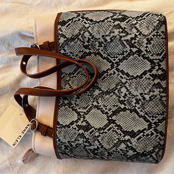 Anne Klein Black and Brown Snake Print Shoulder Bag - Picture 2 of 3